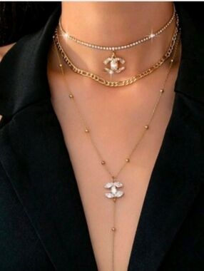 Gold Double-Pendant Layered Y Necklace - Chic Women’s Jewelry